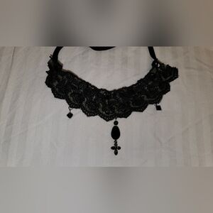 Goth Lace and Cross Choker